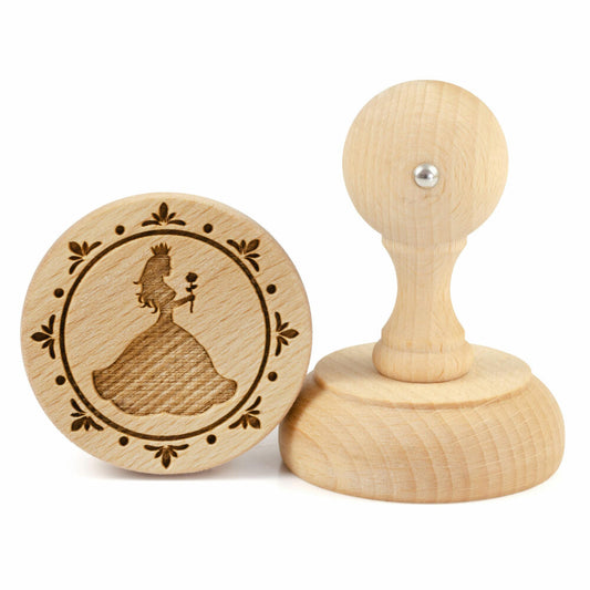 Folkroll cookie stamp princess, Ø 60 mm, cookie stamp, baking stamp, biscuit, stamp, motif, beech wood, 336915