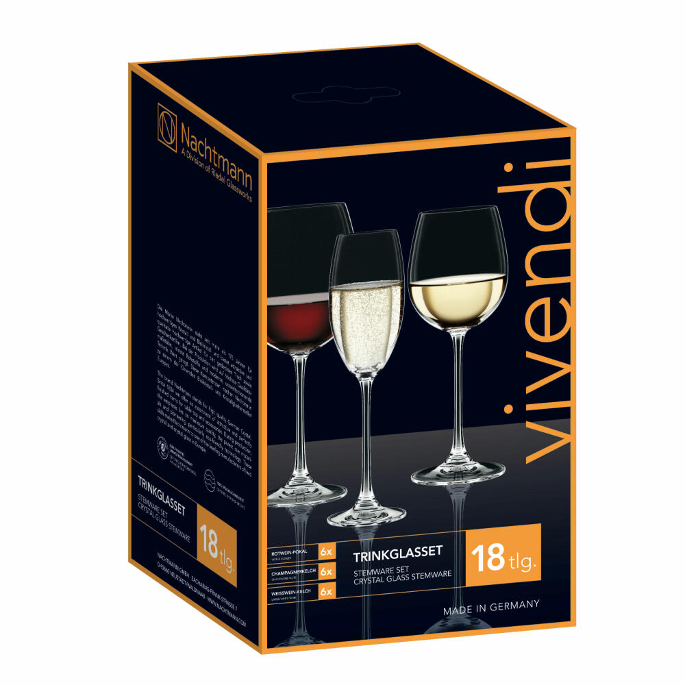 Nachtmann Vivendi Premium Gläserset, 18-tlg., Rotweinglas, Weißweinglas, Proseccoglas, Kristallglas, 0088260-0