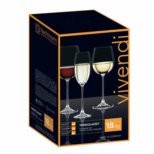 Nachtmann Vivendi Premium glass set, 18 pcs., red wine glass, white wine glass, prosecco glass, crystal glass, 0088260-0