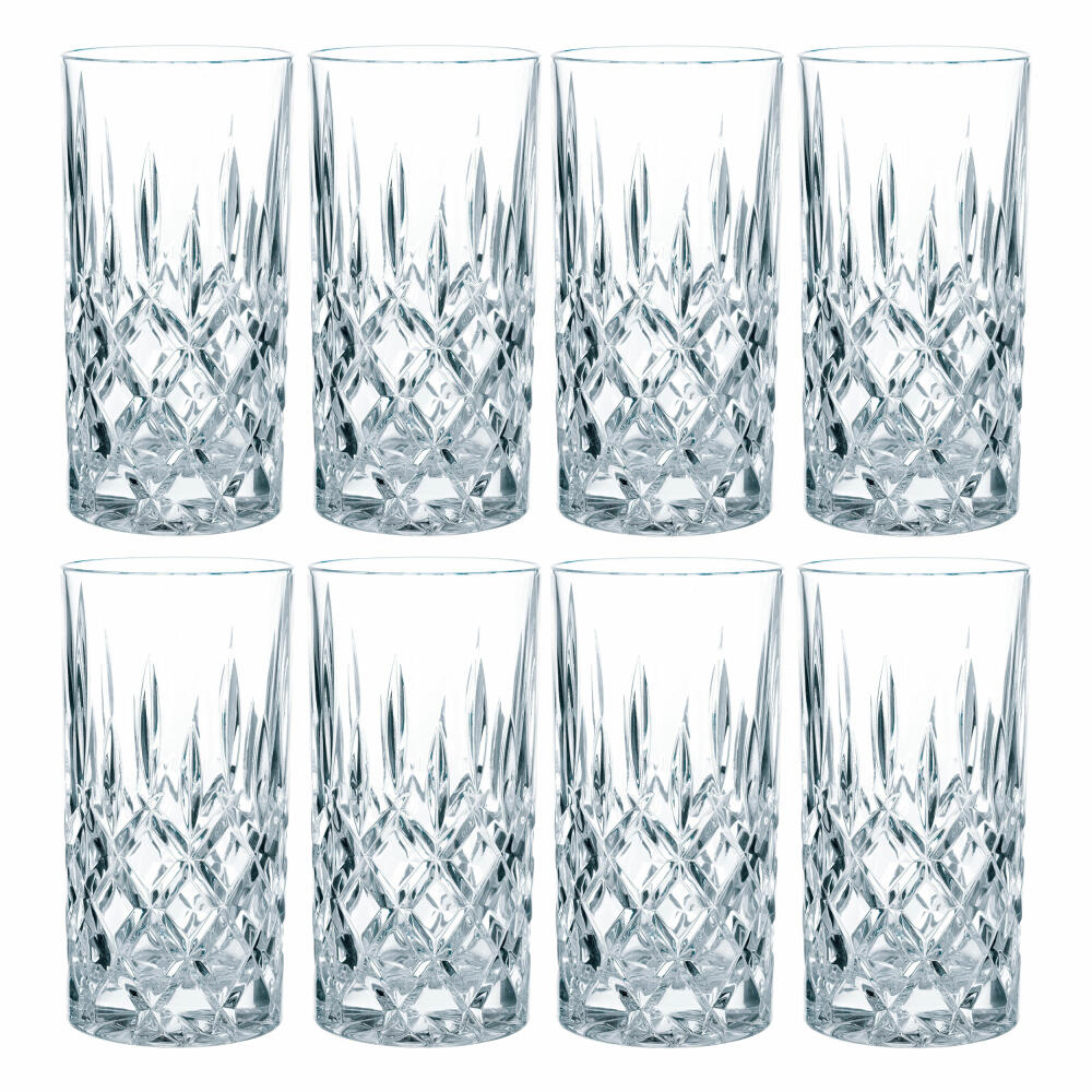 Nachtmann Noblesse long drink glass set, set of 8, water glass, juice glass, crystal glass, H 14.8 cm, 375 ml