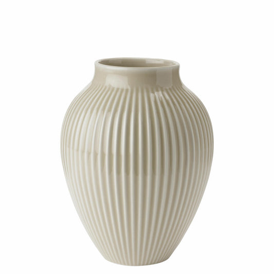 Knabstrup Vase Ripple, Dekovase, Blumenvase, Keramik, Sand, 20 cm, K1235-1