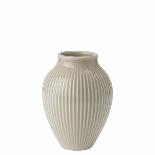 Knabstrup Vase Ripple, Dekovase, Blumenvase, Keramik, Sand, 12.5 cm, K1236-1