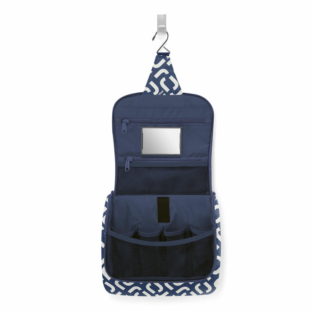 reisenthel toiletbag, toiletry bag, wash bag, cosmetic bag, hanging bag, polyester fabric, Signature Navy, 3 L, WH4073