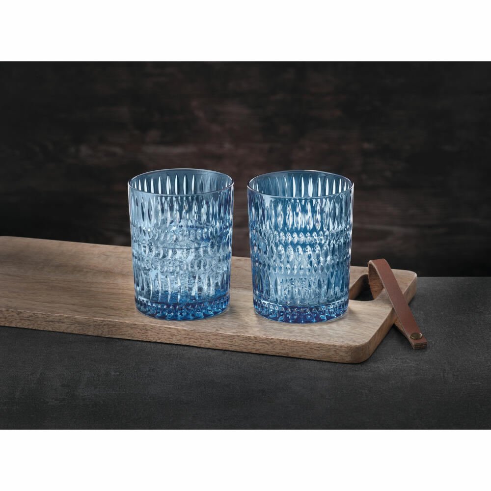 Nachtmann Ethno Tumbler, set of 2, whiskey tumblers, whiskey glass, crystal glass, vintage blue, 304 ml, 105389