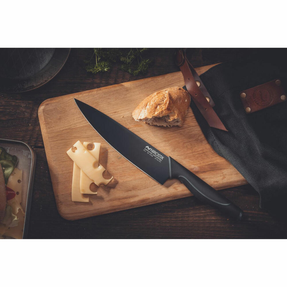 Nirosta chef's knife Wave, kitchen knife, stainless steel, plastic, black, 35 cm, 43738