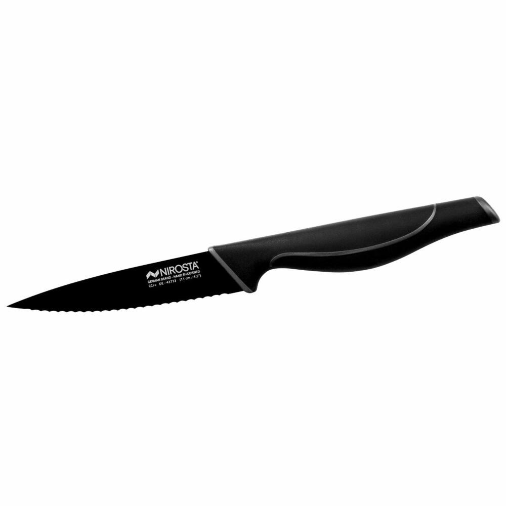 Nirosta kitchen knife Wave serrated, stainless steel, plastic, black, 23 cm, 43733