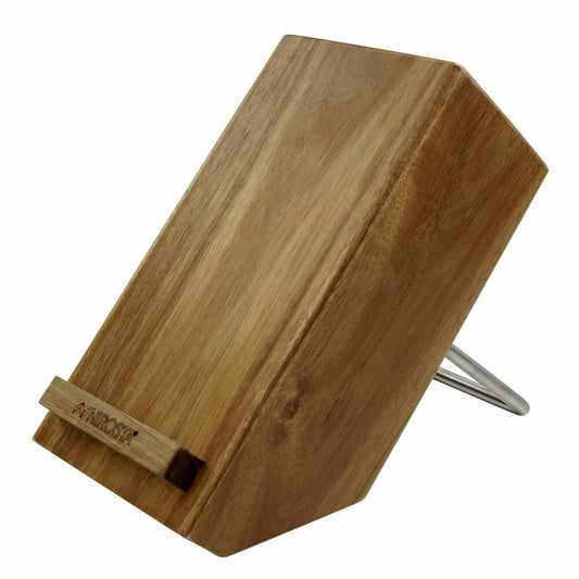 Nirosta Messerblock Fair mit Tablethalter, unbestückt, Akazienholz, Braun, 25 x 12 x 20 cm, 43155