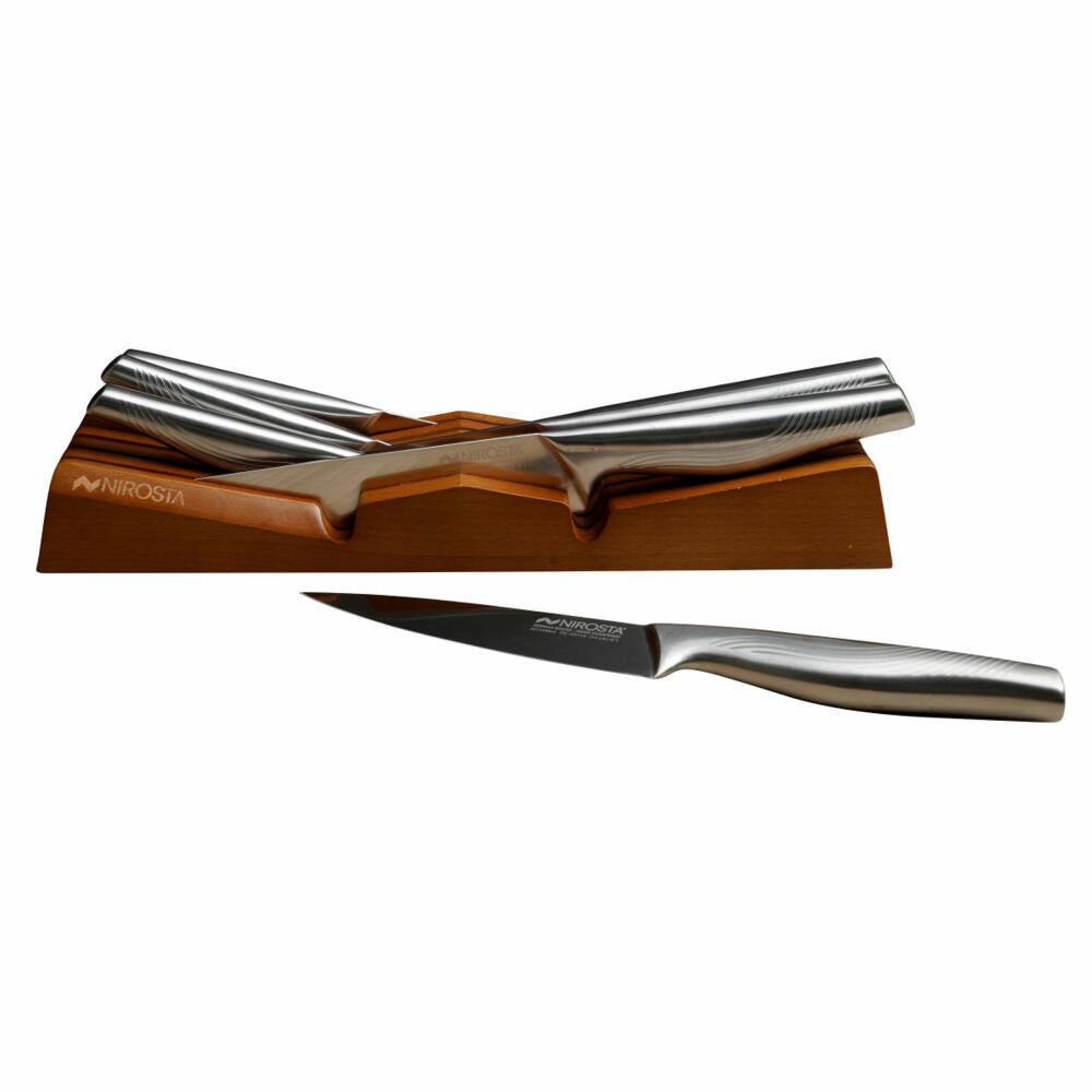 Nirosta Schubladeneinsatz Fair für 6 Messer, Messerablage, Buchenholz, Braun, 35 x 9.5 x 4.5 cm, 47999