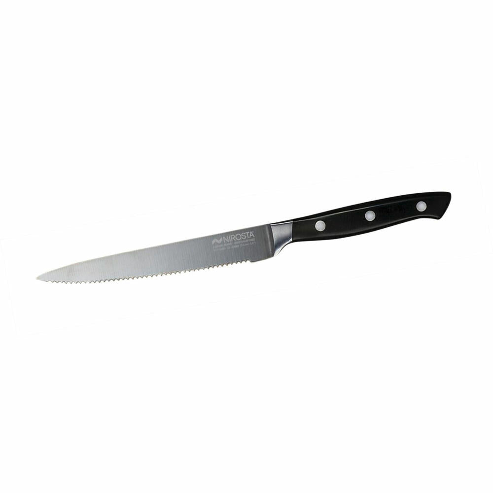 Nirosta kitchen knife Trinity serrated, stainless steel, POM, silver, black, 14 cm blade length, 43904