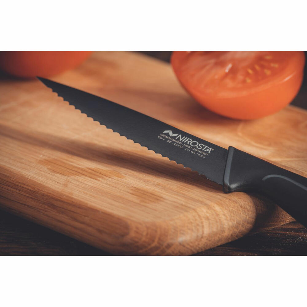 Nirosta kitchen knife Wave serrated, stainless steel, plastic, black, 23 cm, 43733