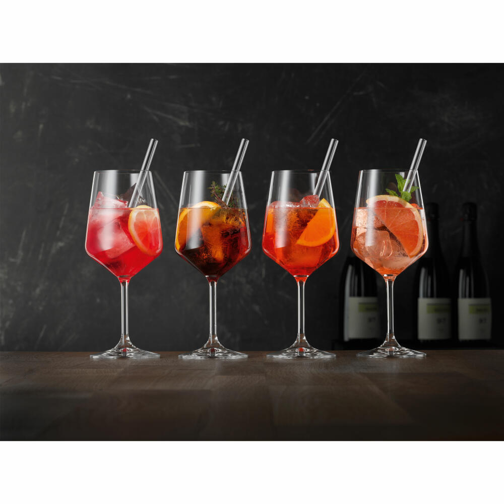 Nachtmann cocktail spritz set 8 pieces, 4 cocktail glasses + 4 drinking straws, crystal glass, clear, 105438