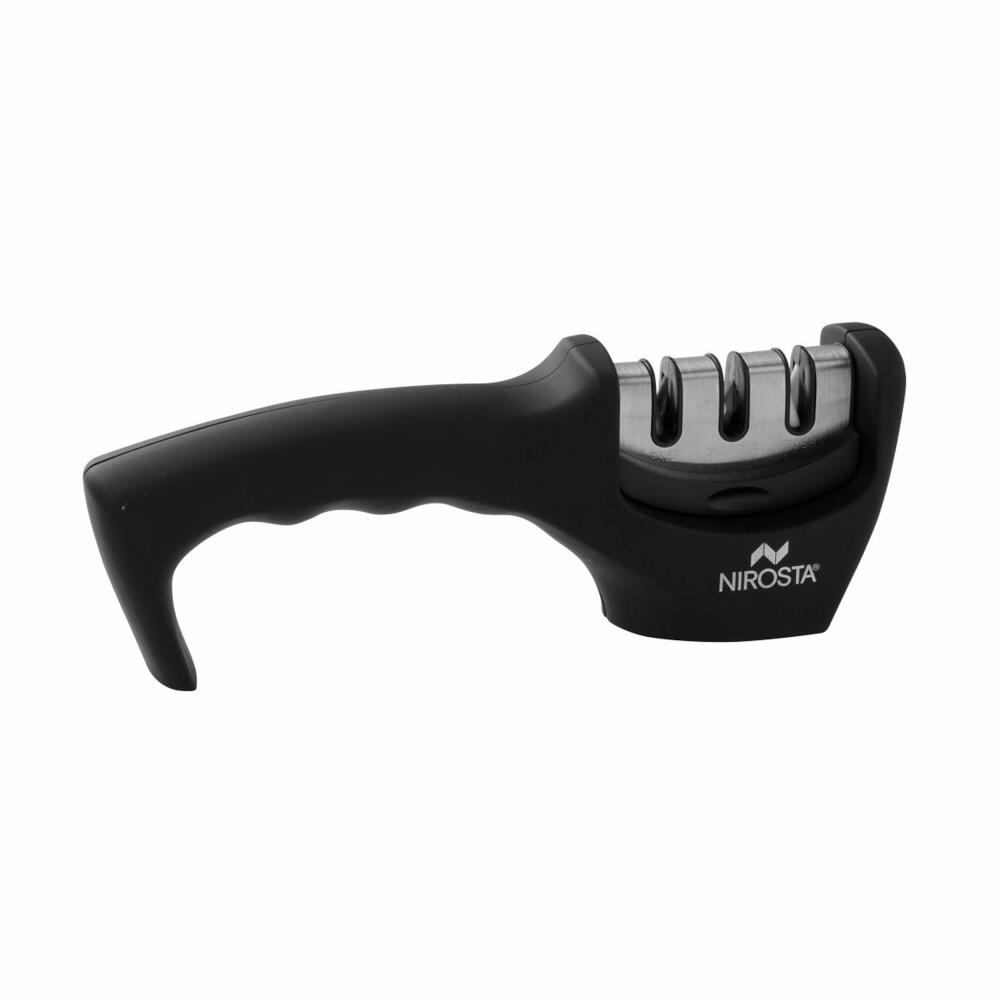 Nirosta knife sharpener Quick-Sharp 3-stage, plastic, stainless steel, silver, black, 21 x 5 x 7.5 cm, 42180