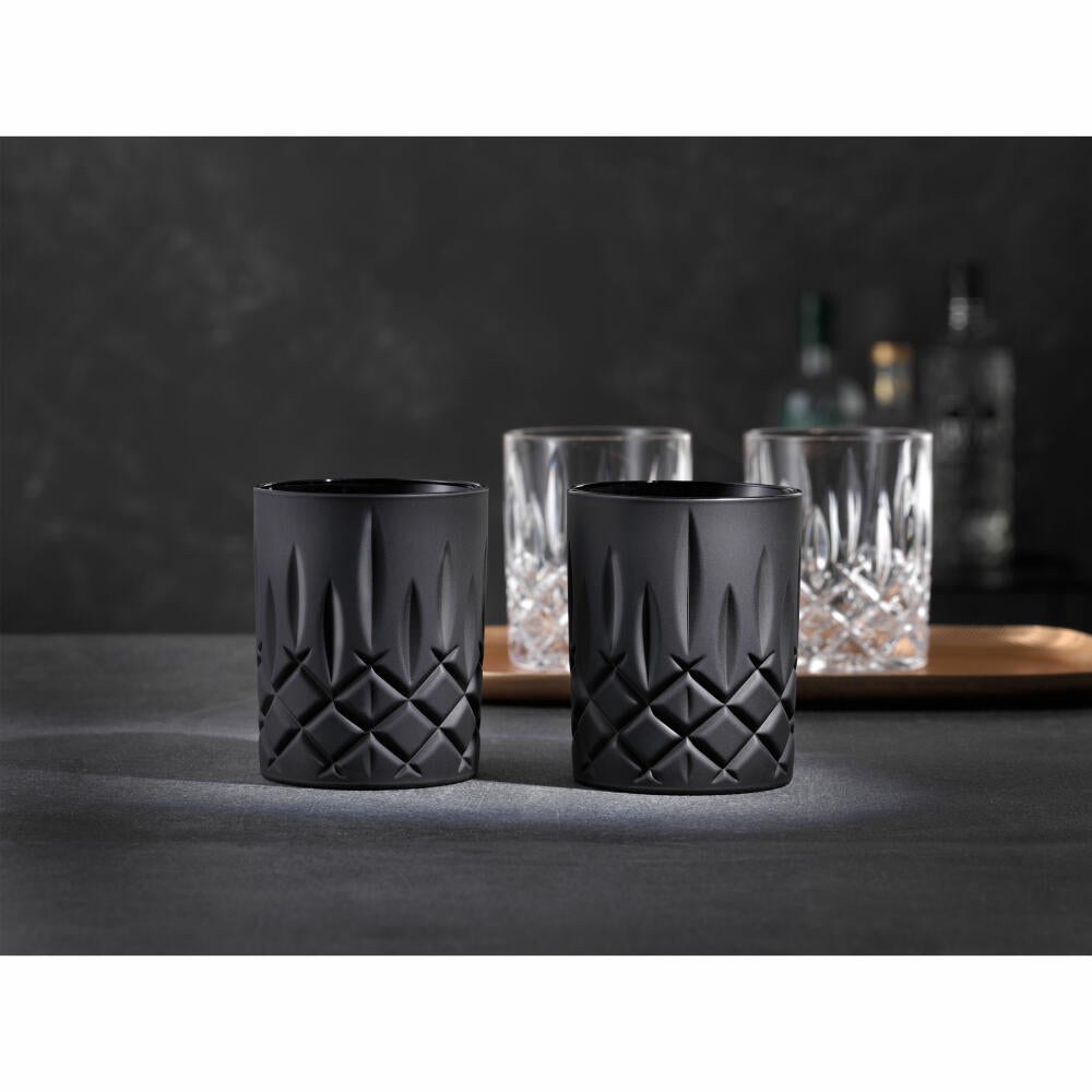 Nachtmann Noblesse whiskey tumblers, set of 2, tumblers, whiskey glass, crystal glass, black, 295 ml, 105394