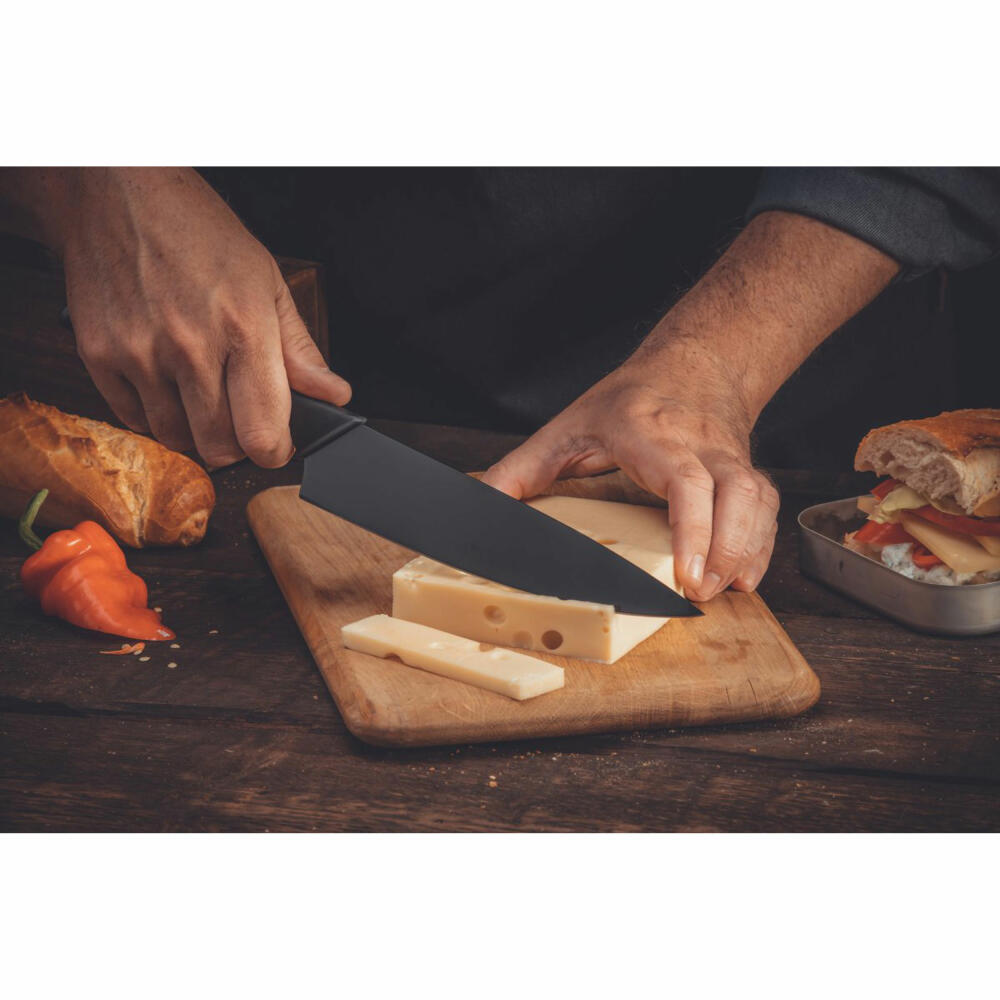 Nirosta chef's knife Wave, kitchen knife, stainless steel, plastic, black, 35 cm, 43738