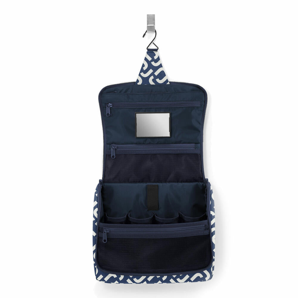 reisenthel toiletbag XL, toiletry bag, wash bag, cosmetic bag, hanging bag, polyester fabric, signature navy, 4 L, WO4073