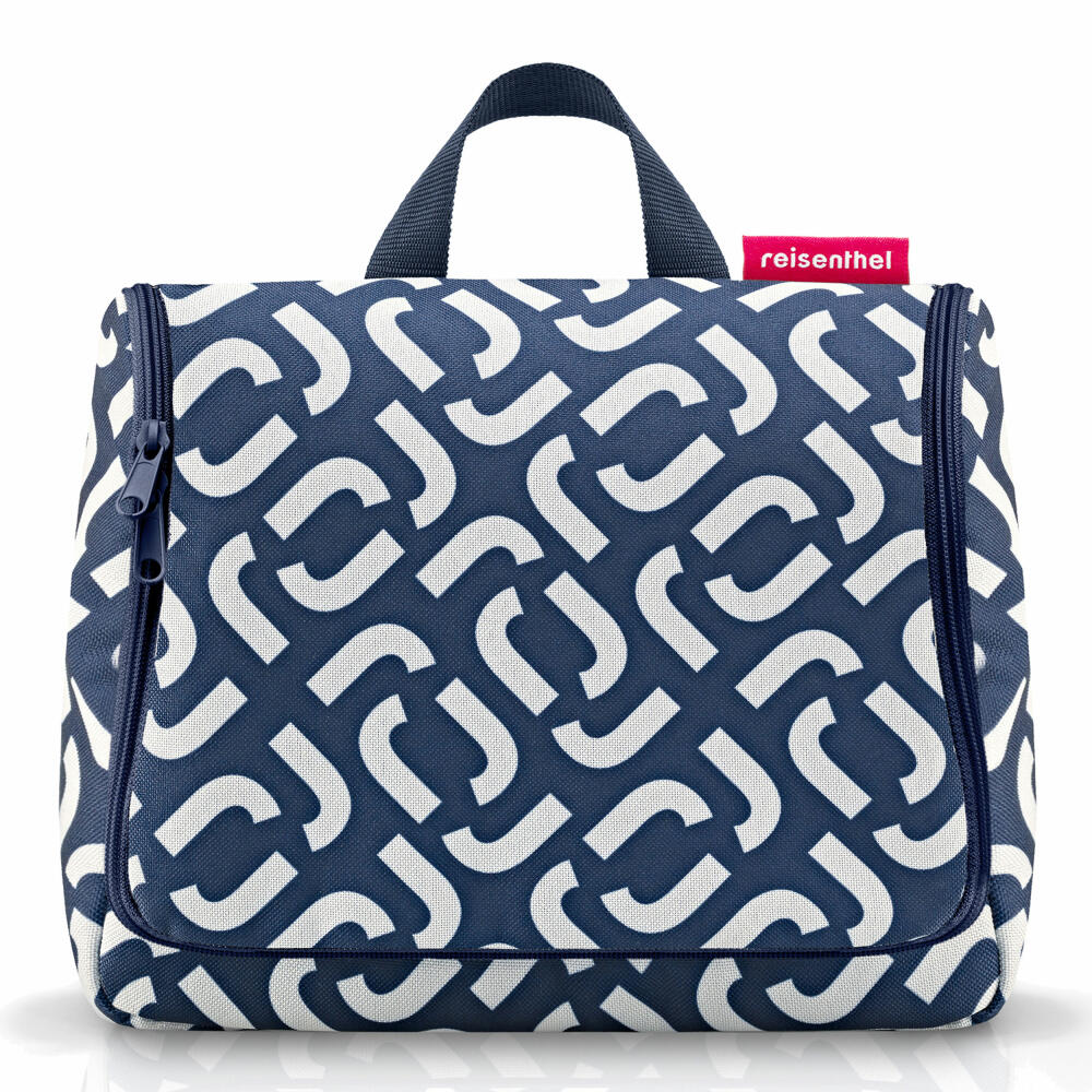 reisenthel toiletbag, toiletry bag, wash bag, cosmetic bag, hanging bag, polyester fabric, Signature Navy, 3 L, WH4073