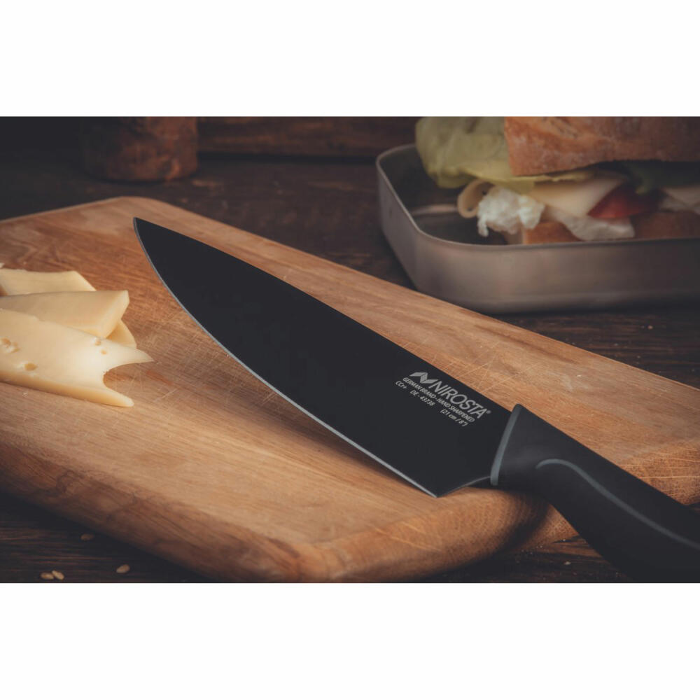 Nirosta chef's knife Wave, kitchen knife, stainless steel, plastic, black, 35 cm, 43738