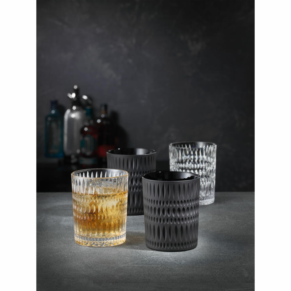 Nachtmann Ethno Tumbler, Set of 2, Whiskey Tumblers, Whiskey Glass, Crystal Glass, Black, 304 ml, 105395