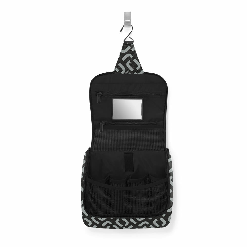 reisenthel toiletbag, Kulturtasche, Kulturbeutel, Kosmetiktasche, Waschtasche, Zum Aufhängen, Polyestergewebe, Signature Black, 3 L, WH7054