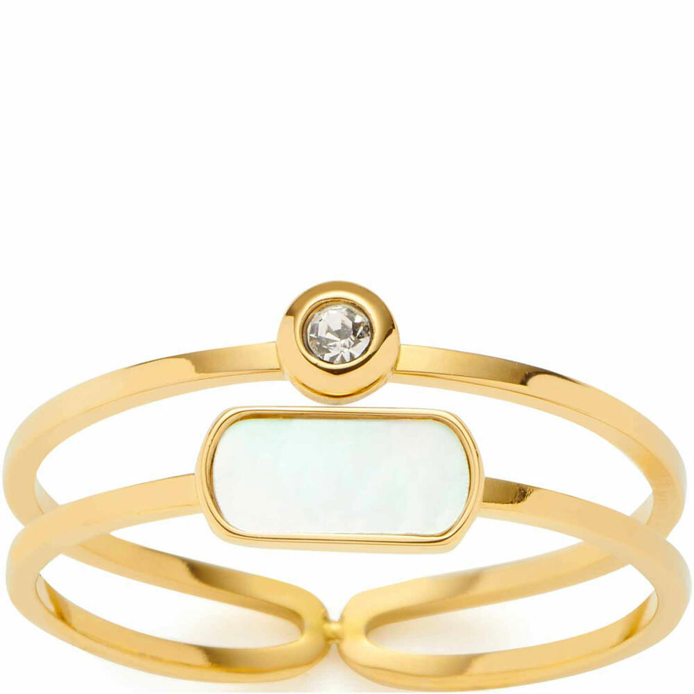 Leonardo Jewels Ring 19 Mela CIAO, finger ring, jewelry, stainless steel IP gold, MOP, glass, 023329