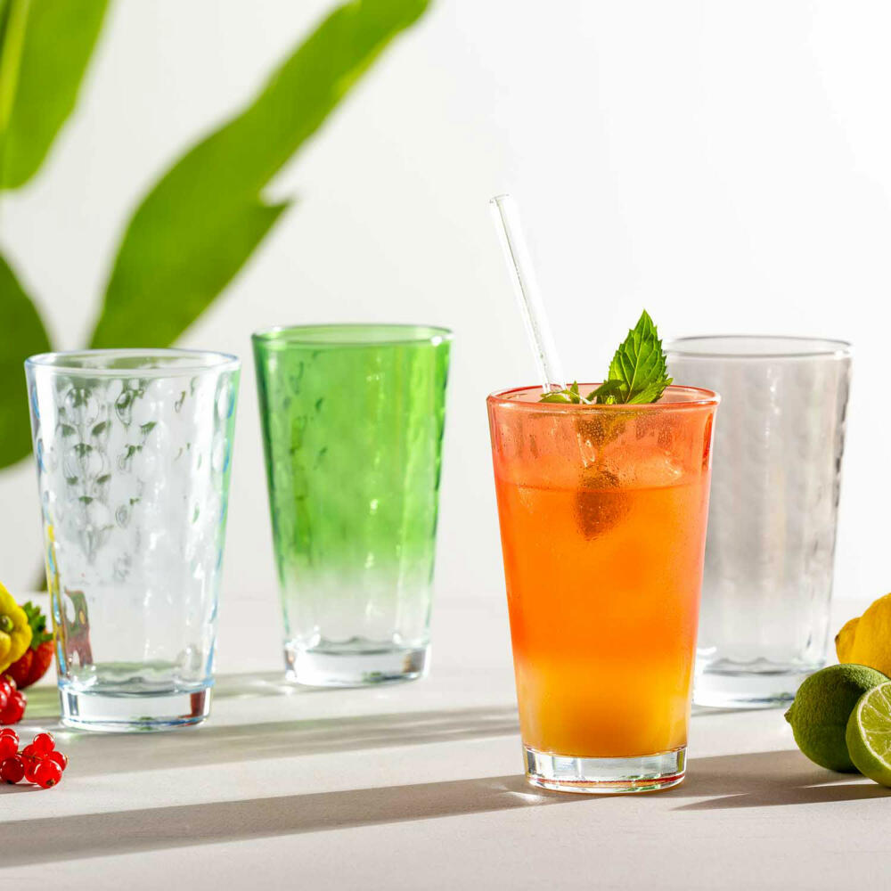Leonardo drinking glasses set Optic 4-pcs., drinking cup, soda-lime glass, multicolored, 540 ml, 023486