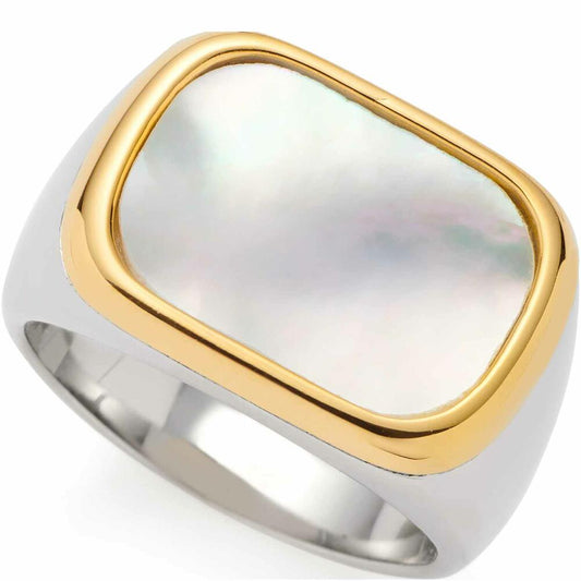 Leonardo Jewels Ring 18 Pirella, Fingerring, Schmuck, Edelstahl IP Gold, Weiß, 023206