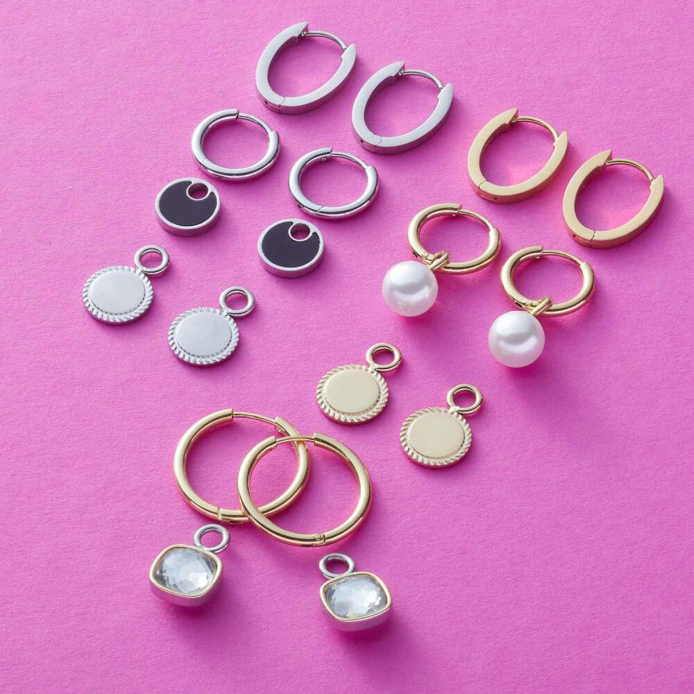 Leonardo Jewels Pendant Luisa Beautys, set of 2, pendants for creoles, jewelry, stainless steel, silver, 023248