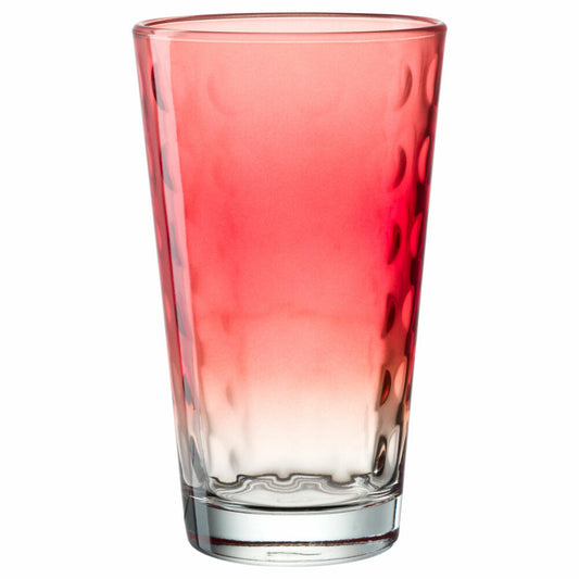 Leonardo Trinkglas Optic, Trinkbecher, Kalk-Natron-Glas, Rot, 540 ml, 023485