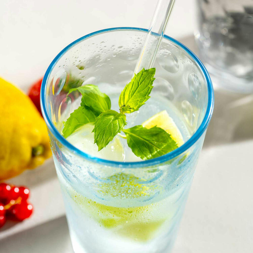 Leonardo drinking glass Optic, drinking cup, soda-lime glass, light blue, 540 ml, 023483