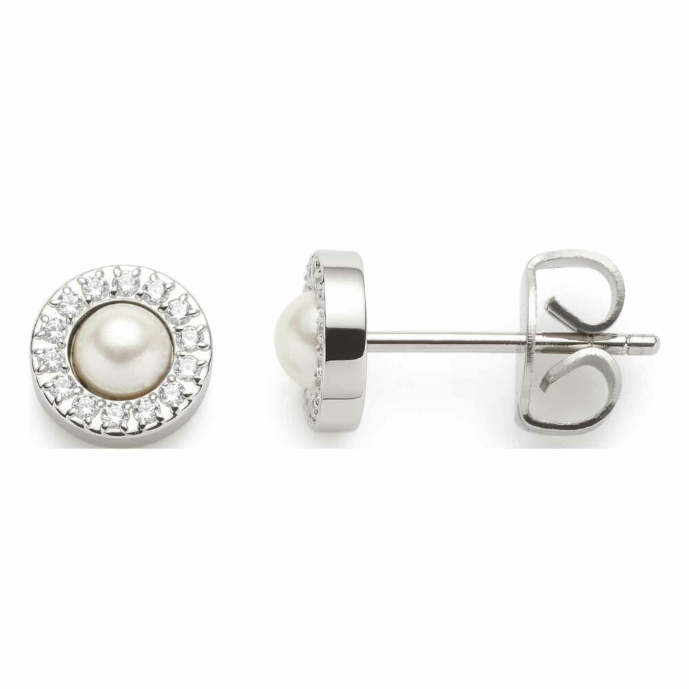 Leonardo Jewels Stud Earrings Glitz White Isa, Set of 2, Earrings, Ear Jewellery, Stainless Steel, Imitation Pearl, Zirconia, 023347