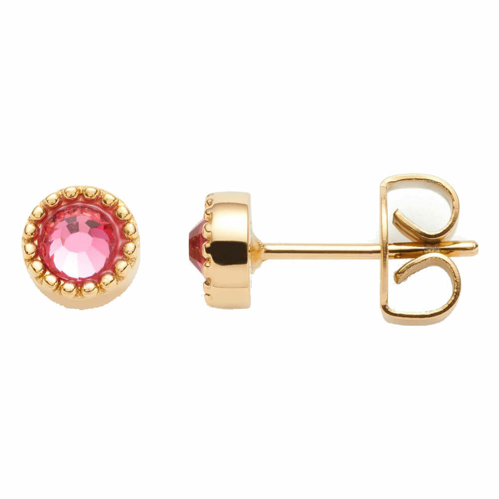 Leonardo Jewels Anka stud earrings, set of 2, earrings, ear jewellery, stainless steel IP gold, Preciosa crystal, red, 023233