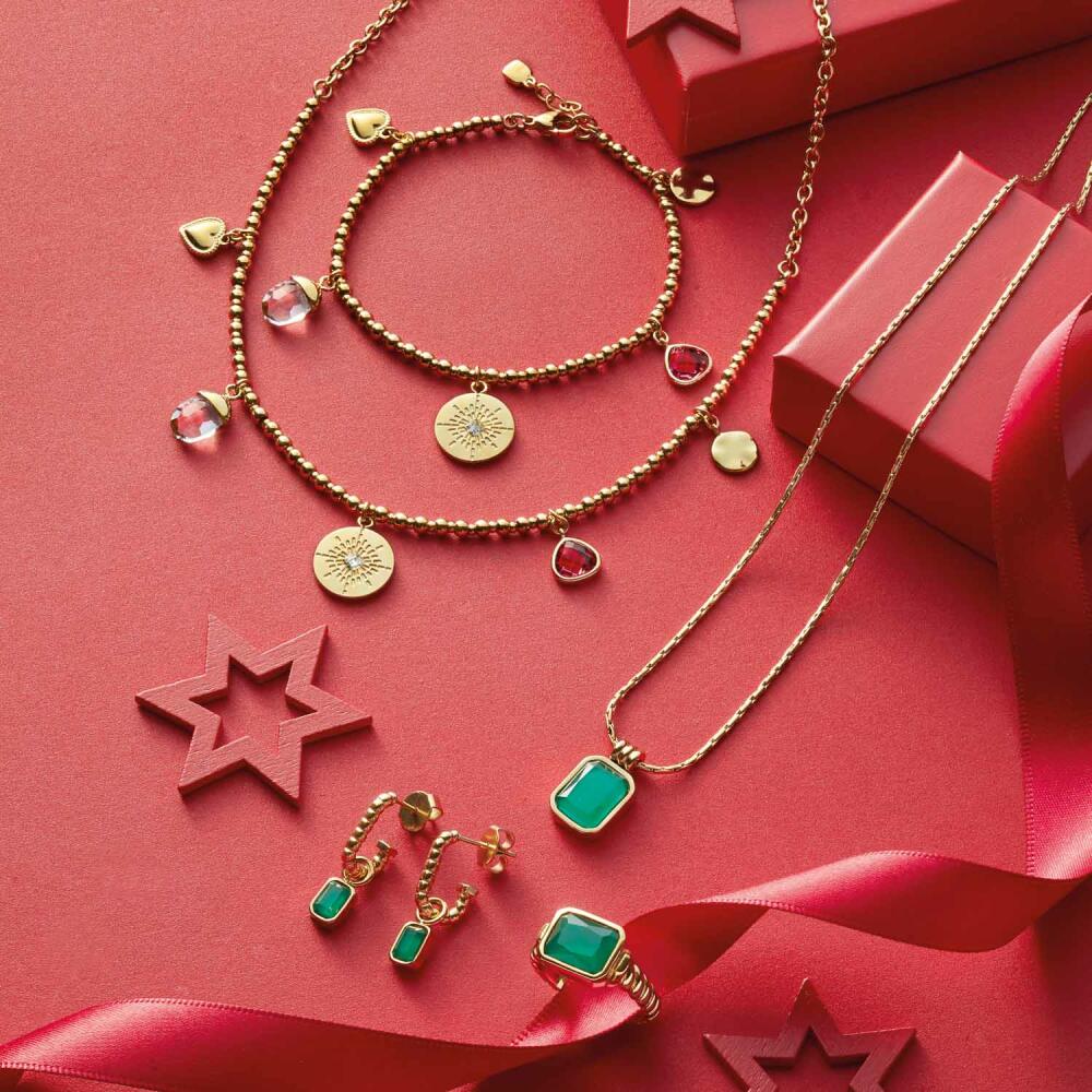 Leonardo Jewels Necklace Giselle, Necklace, Jewelry, Stainless Steel Chain, Stainless Steel IP Gold, Glass, 023214