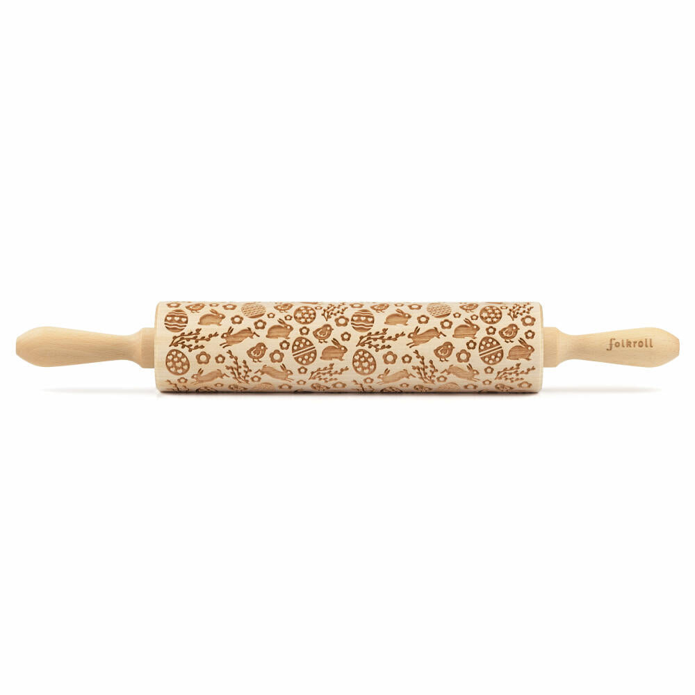 Folkroll motif rolling pin Easter mix, large, 43 cm, rolling pin, embossing roller, pattern, roll, beech wood, 893087