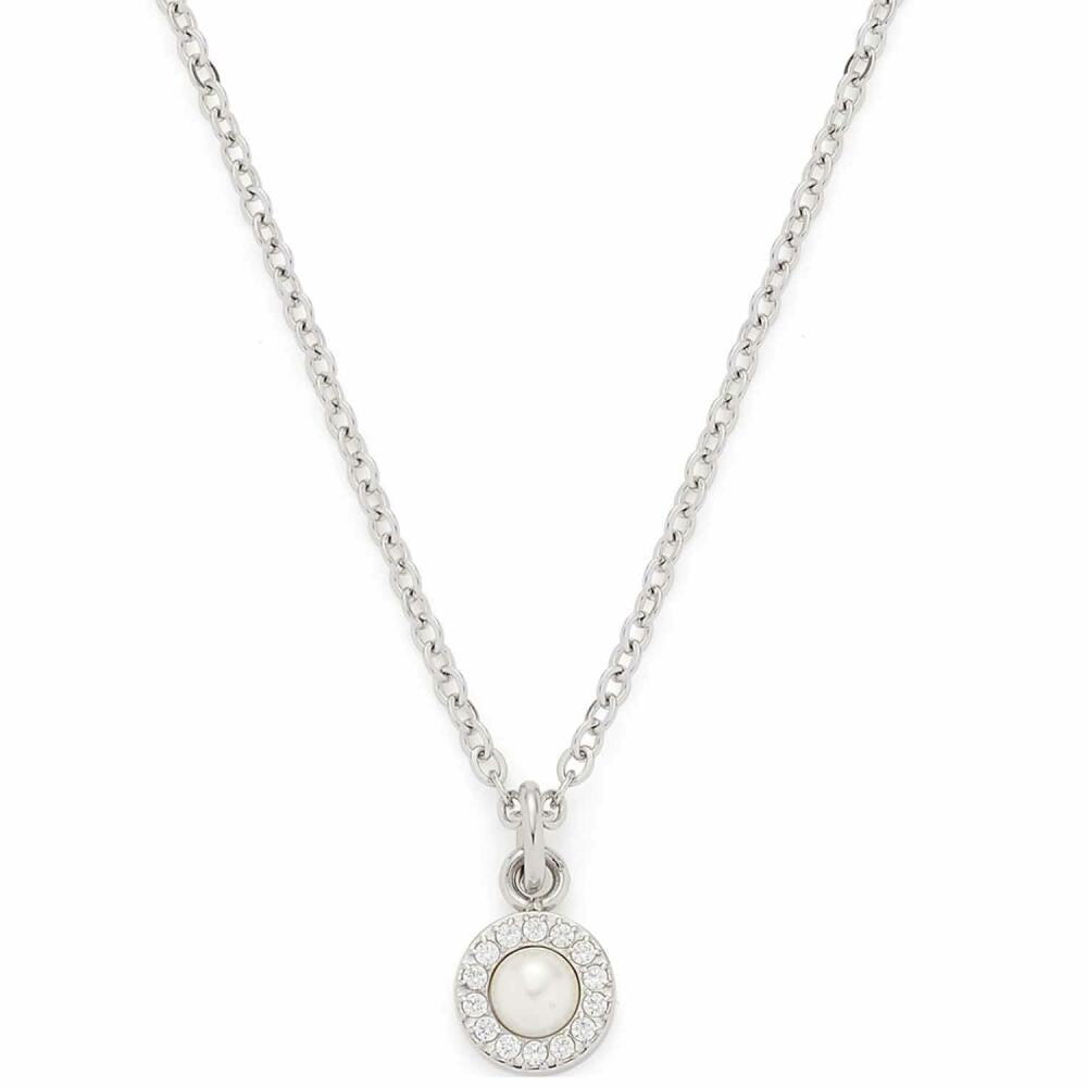 Leonardo Jewels Necklace Isa, Chain, Jewelry, Stainless Steel Chain, Stainless Steel, Imitation Pearl, Zirconia, White, 023346