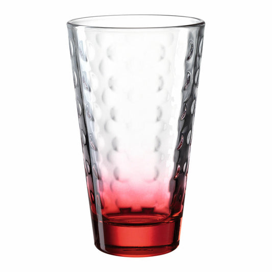 Leonardo Trinkglas Optic, Becher, Wasserglas, Kalk-Natron Glas, rot, 300 ml, 025913