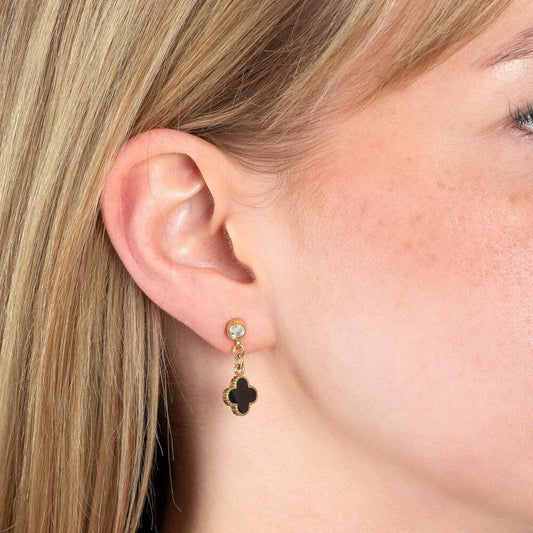 Leonardo Jewels Ohrstecker Schwarz Minelli, 2er Set, Ohrring, Ohrschmuck, Edelstahl IP Gold, Onyx, Zirkonia, 023199