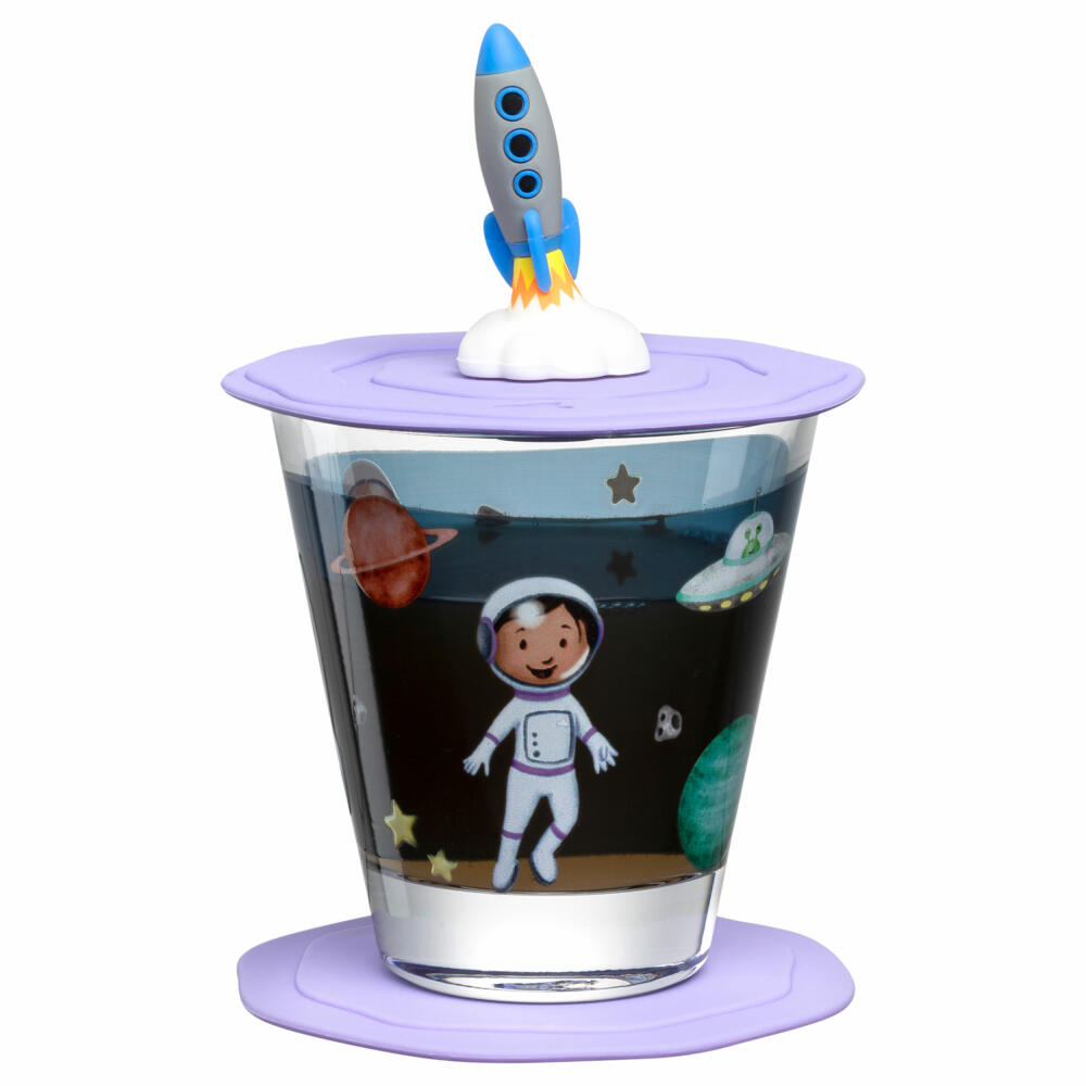 Leonardo drinking set Bambini Avventura Weltall 3-piece, drinking cup, soda-lime glass, multicolored, 215 ml, 023674