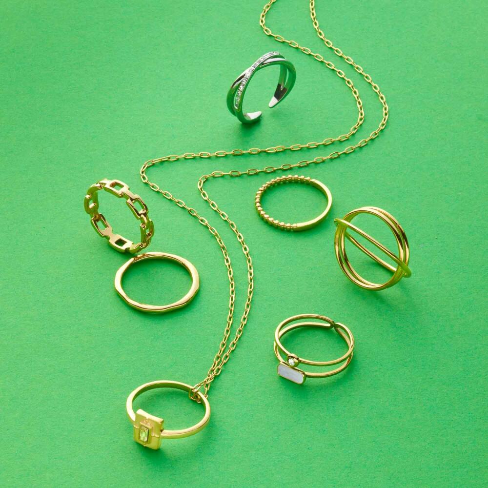 Leonardo Jewels Ring 19 Mela CIAO, finger ring, jewelry, stainless steel IP gold, MOP, glass, 023329