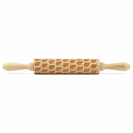 Folkroll motif rolling pin ladybug, medium, 37 cm, rolling pin, embossing roller, pattern, roll, beech wood, 892981