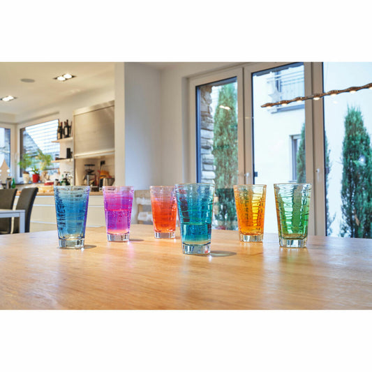 Leonardo Trinkglas Vario Struttura 6 Stück sortiert Farbverlauf, Becher, Wassergläser, Kalk-Natron Glas, mehrfarbig, 280 ml, 026845