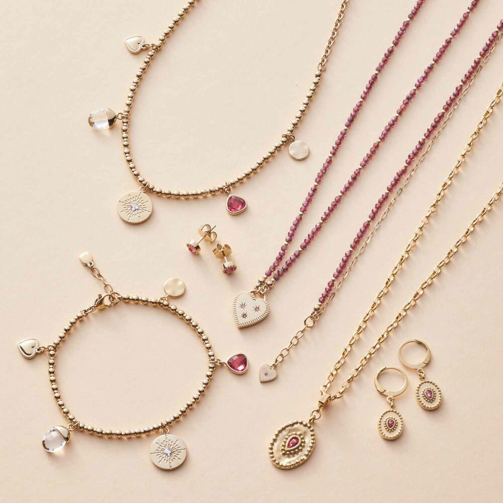 Leonardo Jewels Halskette Rubi, Kette, Schmuck, Edelstahlkette, Edelstahl IP Gold, Glas, 023216