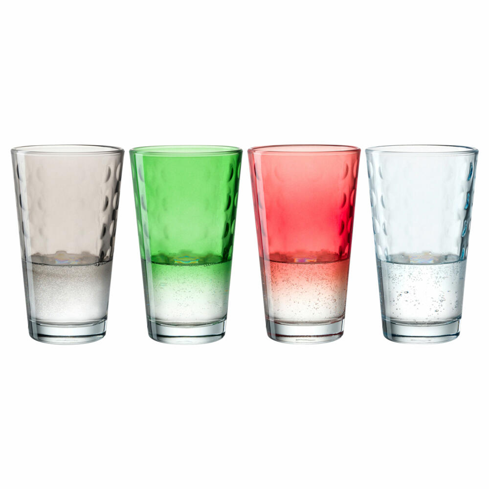 Leonardo drinking glasses set Optic 4-pcs., drinking cup, soda-lime glass, multicolored, 540 ml, 023486