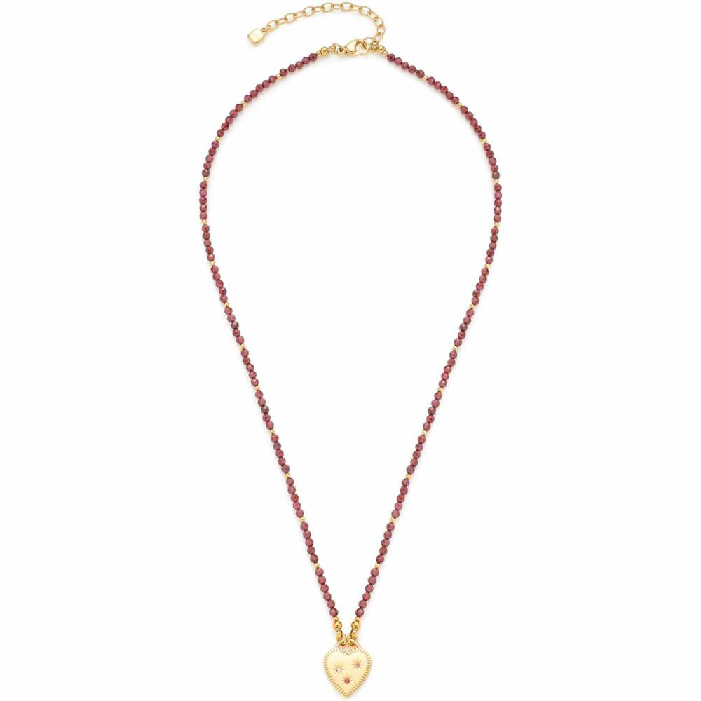 Leonardo Jewels Halskette Anka, Kette, Schmuck, Edelstahlkette, Edelstahl IP Gold, Granatperlen, Glas, Rot, 023228