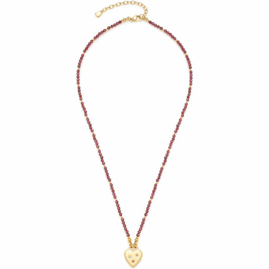 Leonardo Jewels Halskette Anka, Kette, Schmuck, Edelstahlkette, Edelstahl IP Gold, Granatperlen, Glas, Rot, 023228