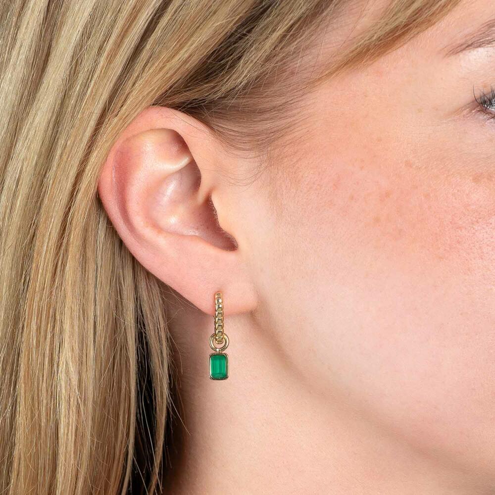 Leonardo Jewels Earring Susa, set of 2, ear studs, earrings, jewelry, stainless steel IP gold, glass, green, 023209