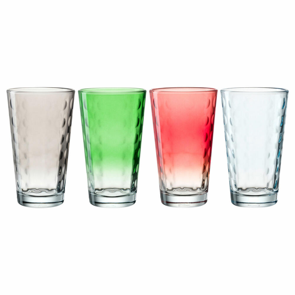 Leonardo drinking glasses set Optic 4-pcs., drinking cup, soda-lime glass, multicolored, 540 ml, 023486