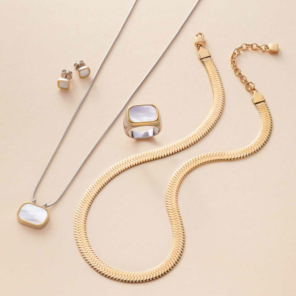 Leonardo Jewels Halskette Pirella, Kette, Schmuck, Edelstahlkette, Edelstahl IP Gold, MOP, Weiß, 023203