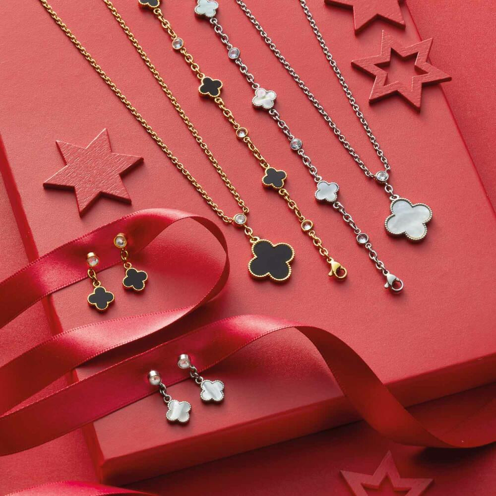 Leonardo Jewels Ohrstecker Schwarz Minelli, 2er Set, Ohrring, Ohrschmuck, Edelstahl IP Gold, Onyx, Zirkonia, 023199