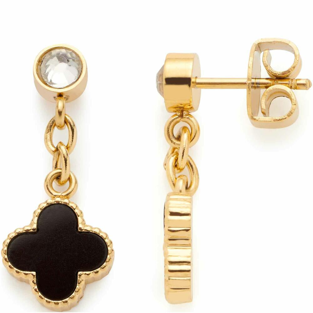 Leonardo Jewels Ohrstecker Schwarz Minelli, 2er Set, Ohrring, Ohrschmuck, Edelstahl IP Gold, Onyx, Zirkonia, 023199