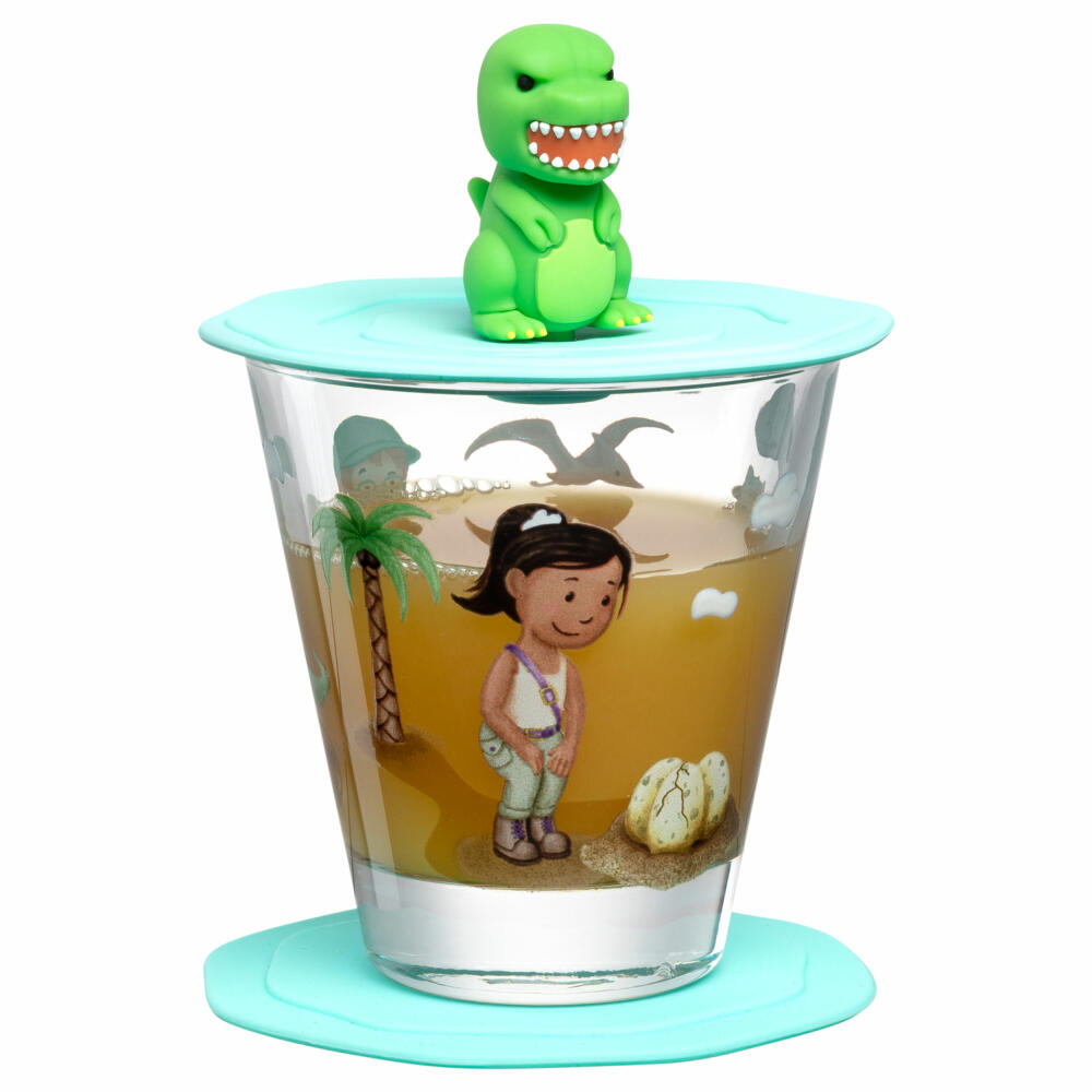 Leonardo Trinkset Bambini Avventura Dino 3-tlg., Trinkbecher, Kalk-Natron-Glas, Mehrfarbig, 215 ml, 023678